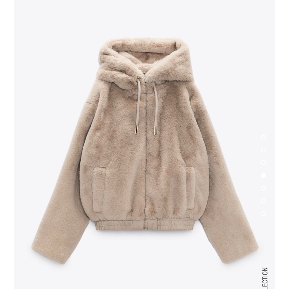 ZARA faux fur hooded jacket